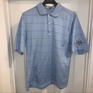 Fairway & Greene Blue Striped polo- Size: M- Ryder Cup Medinah Logo